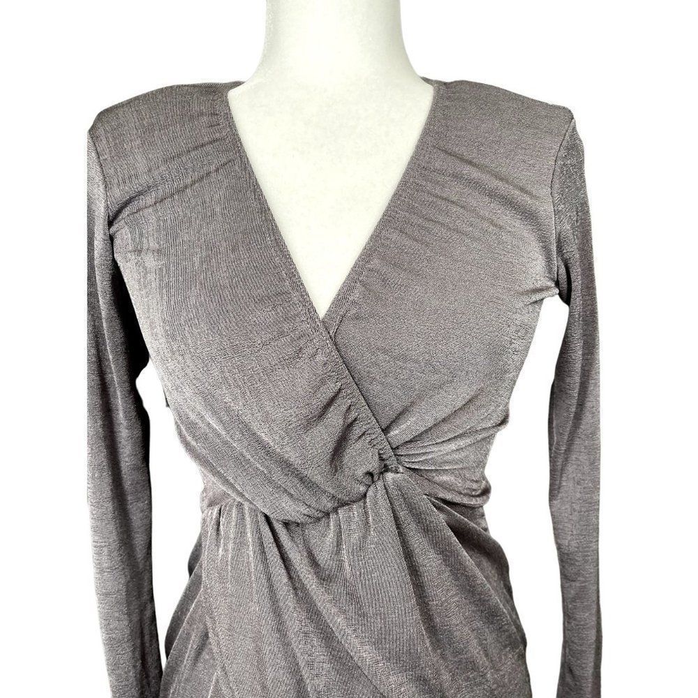 NWT Boohoo Slinky Twist Detail Midi Long Sleeve Dress Size 8 - Picture 2 of 13